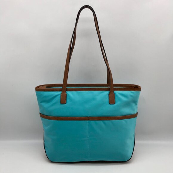 Michael Kors Blue Nylon & Leather Pocket Tote - Picture 2 of 10